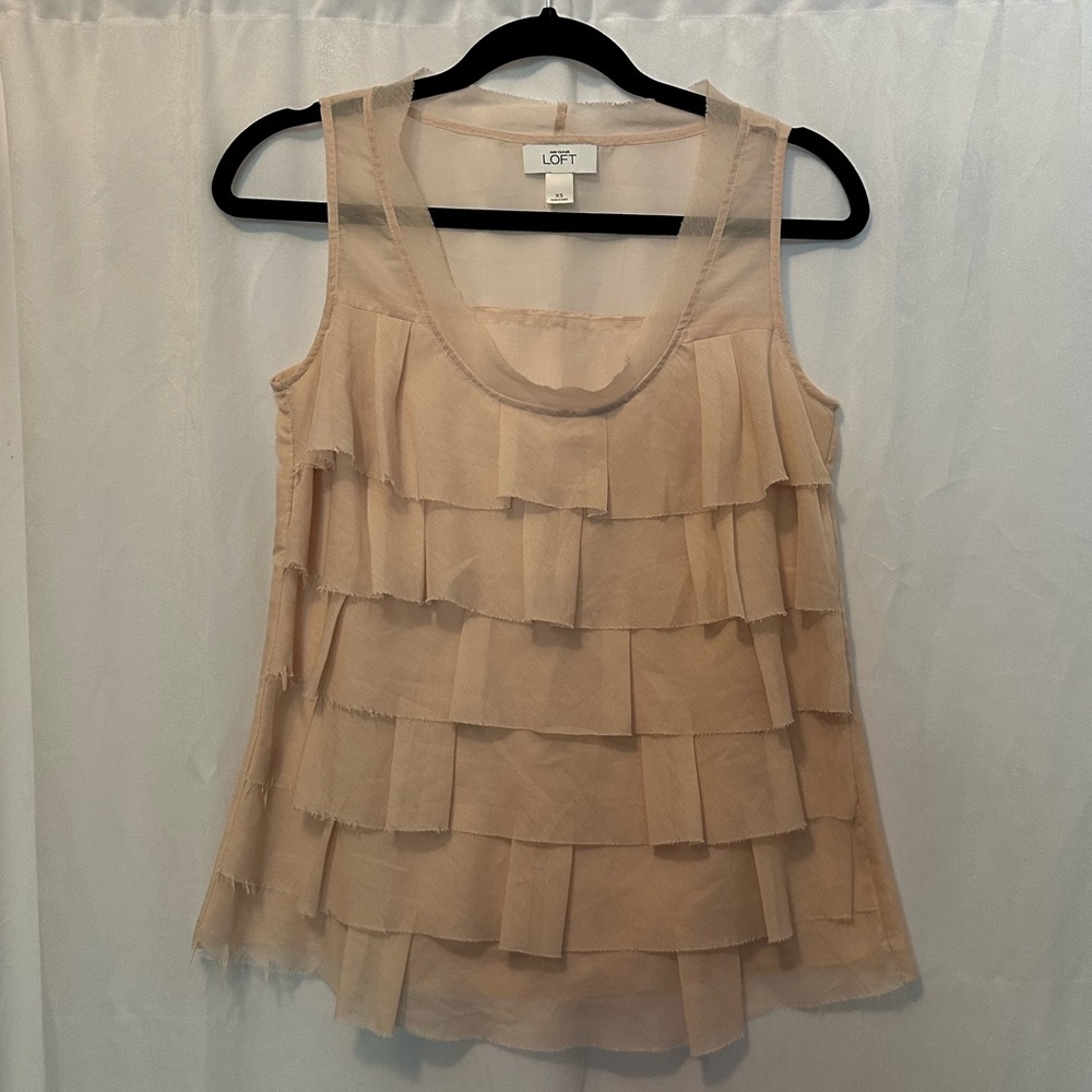 LOFT Ruffle Pink Sleeveless Blouse